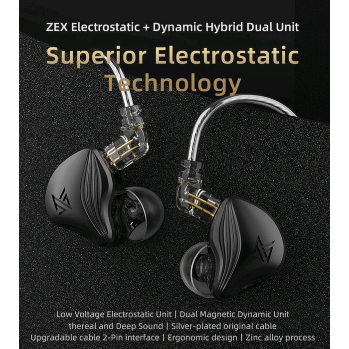 KZ ZEX Pro X Crinacle CRN Hybrid Technology Electrostatic Earphone WITH MICROPHONE