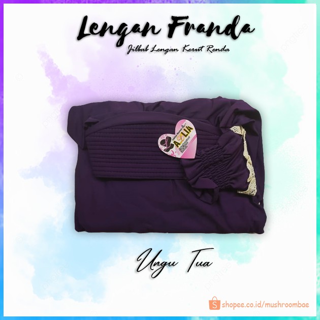 Jilbab Lengan Franda Hijab Lengan Syari Renda by Azlia-Ungu Tua
