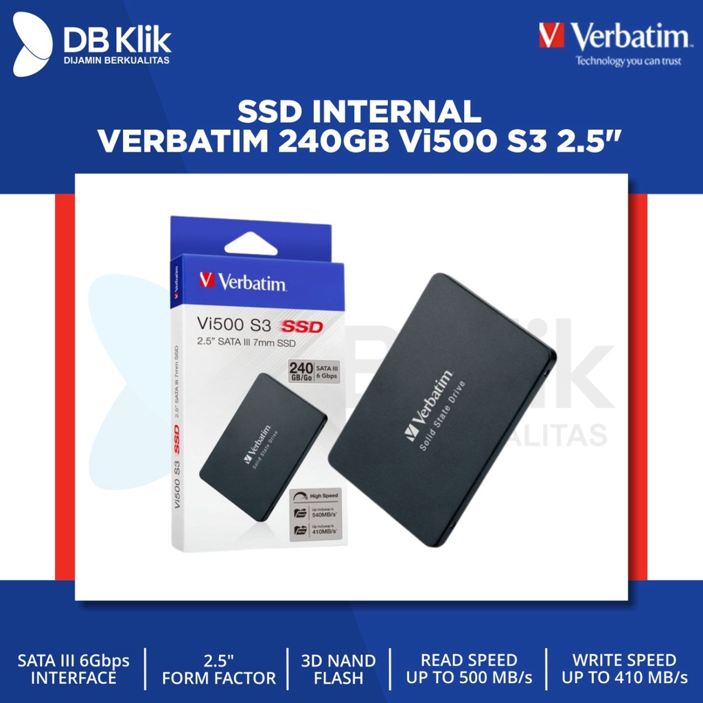 SSD Internal VERBATIM SATA III 240GB Vi500 S3 2.5&quot; - VERBATIM 240GB