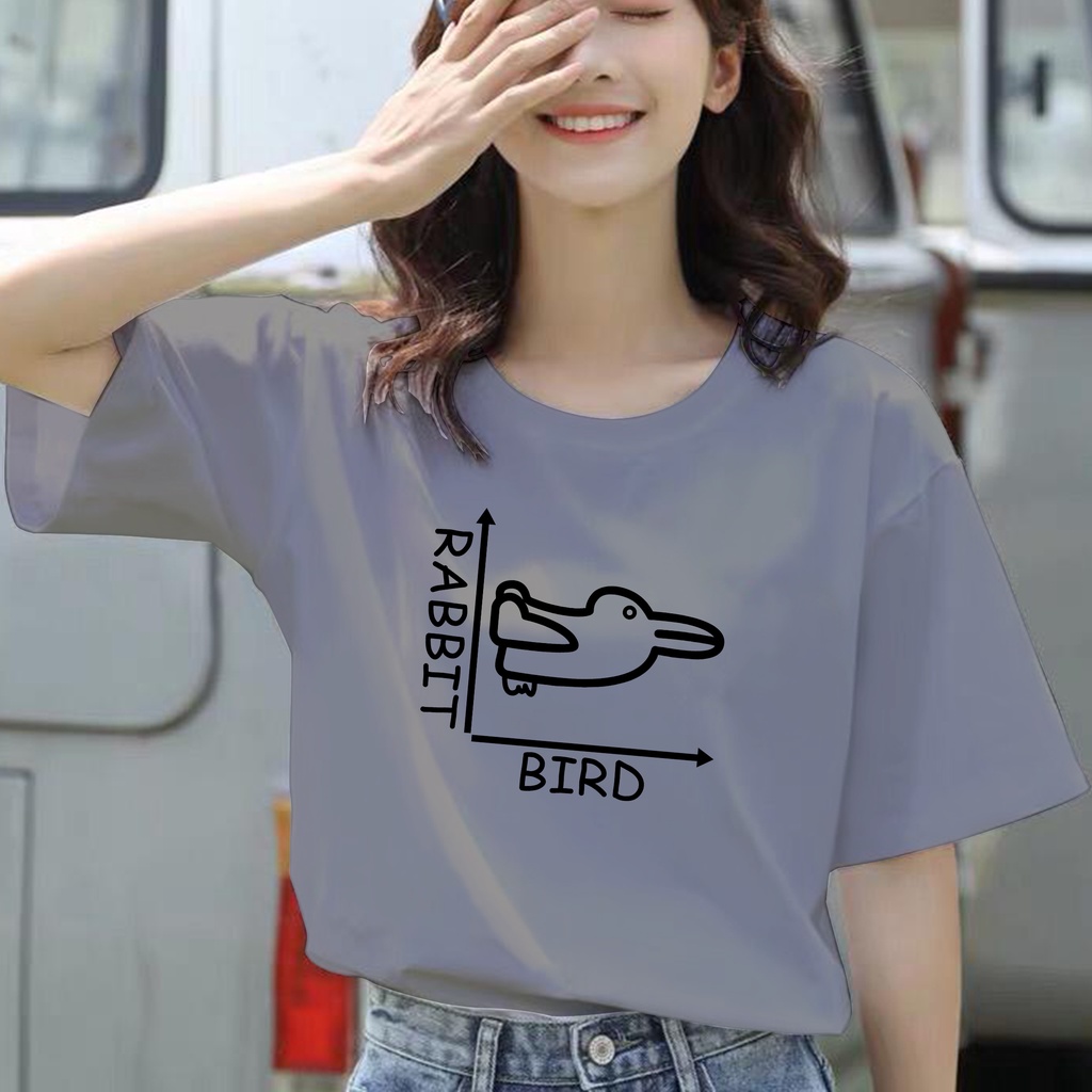 CALVIERO SHOP - BAJU KAOS ATASAN WANITA PRINT RABBIT BIRD