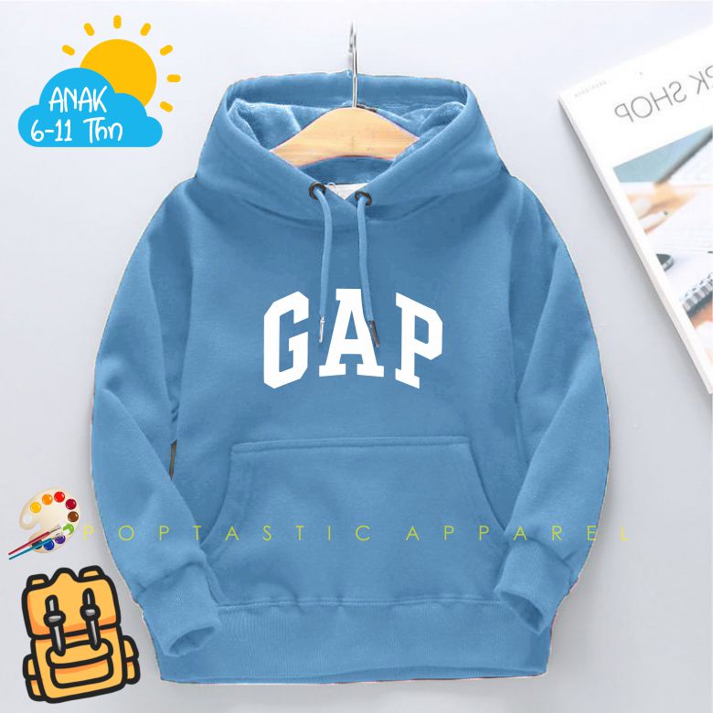 G A P Sweater Hoodie anak 6-11 Thn Laki-laki perempuan LOGO BORDIR FLEECE TEBAL