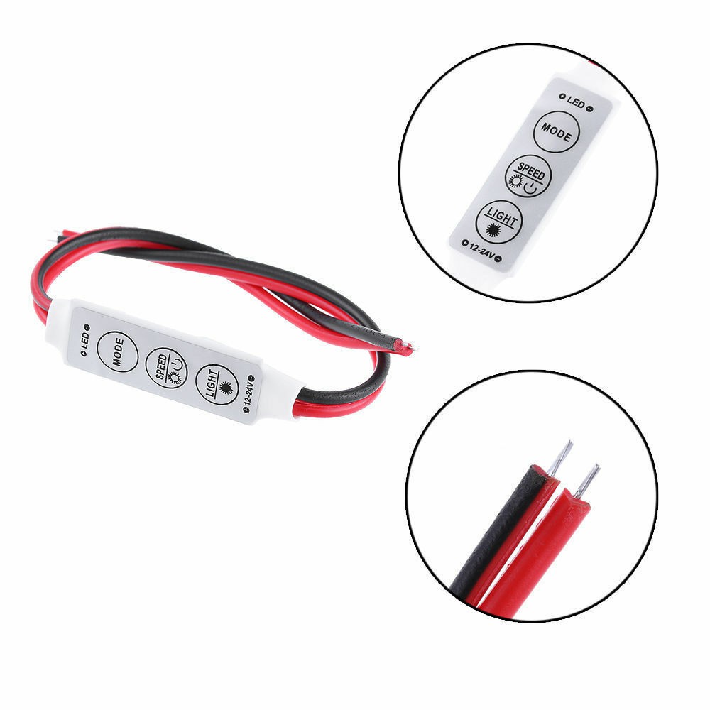 Modul LED Mini Dimmer Controller Remote LED Strip Light Kedip Strobo 6 Mode 6 Speed 12-24V