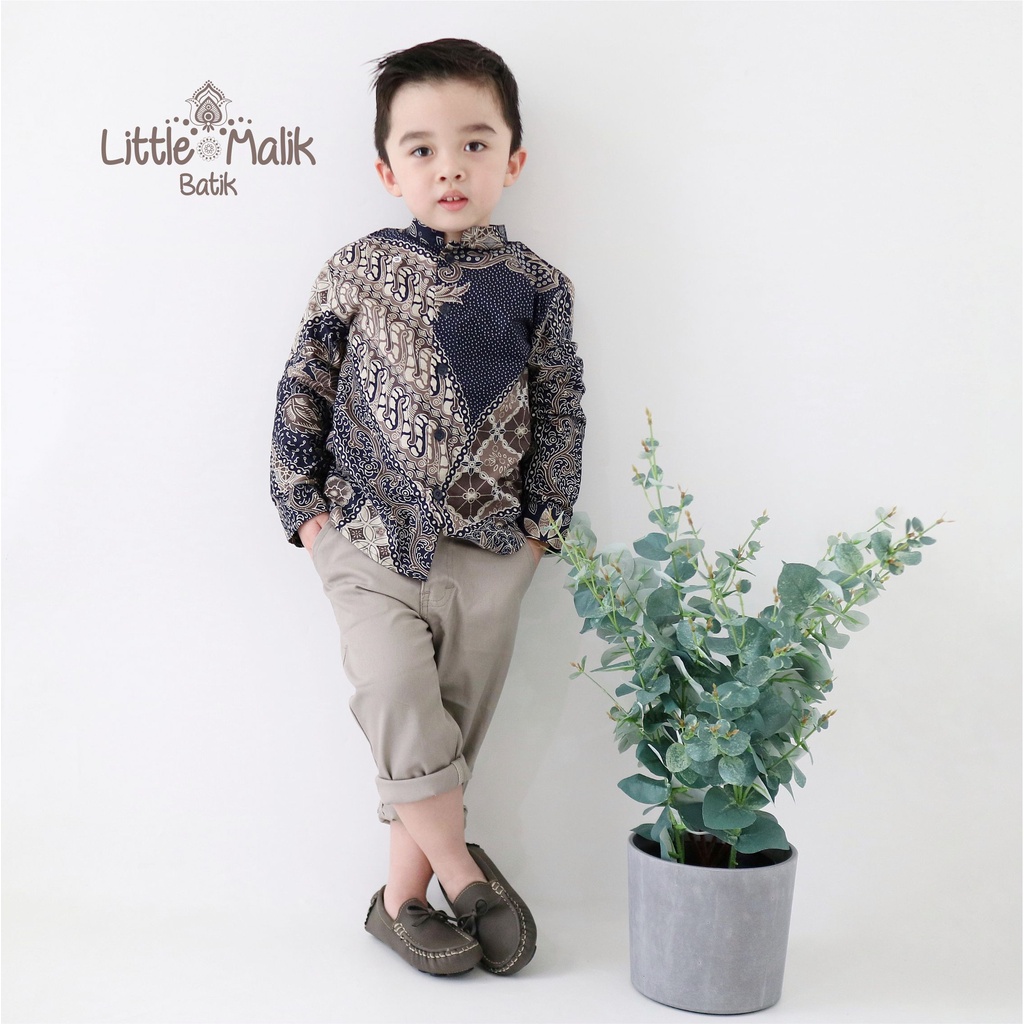 READY STOCK Kemeja Batik Anak / Ayah Lengan Panjang By Little Malik Batik, Navy &amp; Coklat