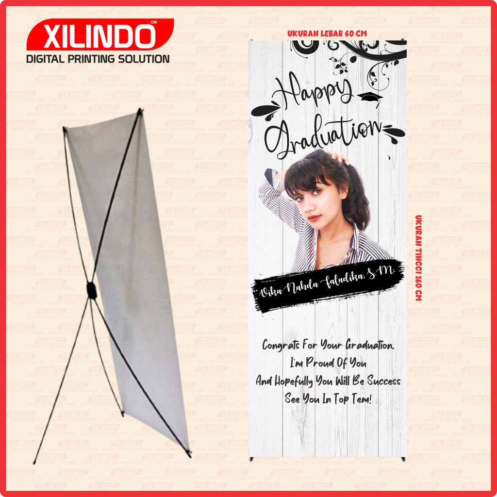 Jual Desain Cetak Paket Kerangka Tiang Dan Media Xbanner Wisuda Free