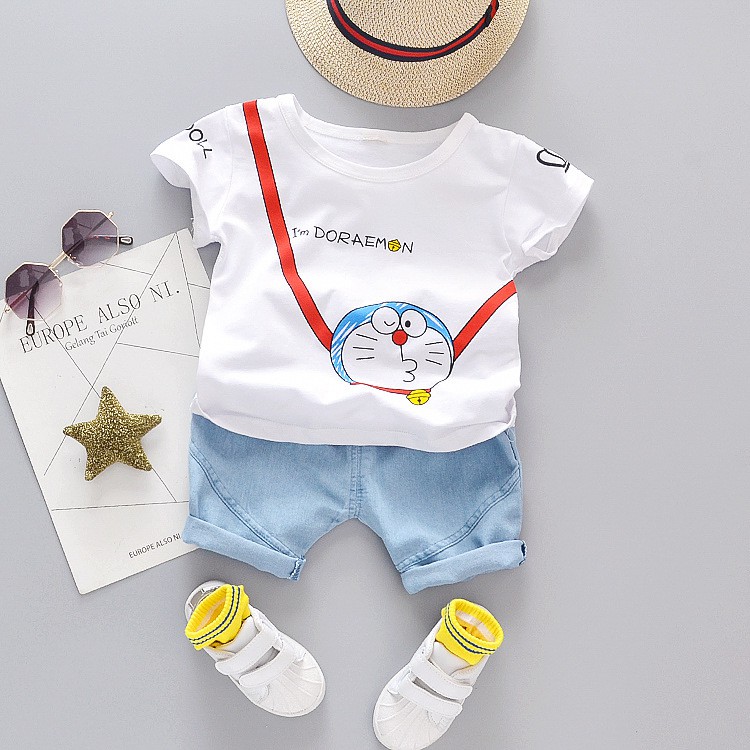 Baju Pakaian Anak Bayi Laki Cowok Murah Import motif doraemon lucu BBD036