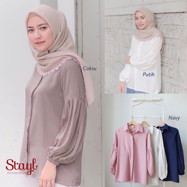 LD 100 - 120 ( FIT TO 3XL ) Atasan bigsize kemeja wanita jumbo baju kerja wanita rania stayl