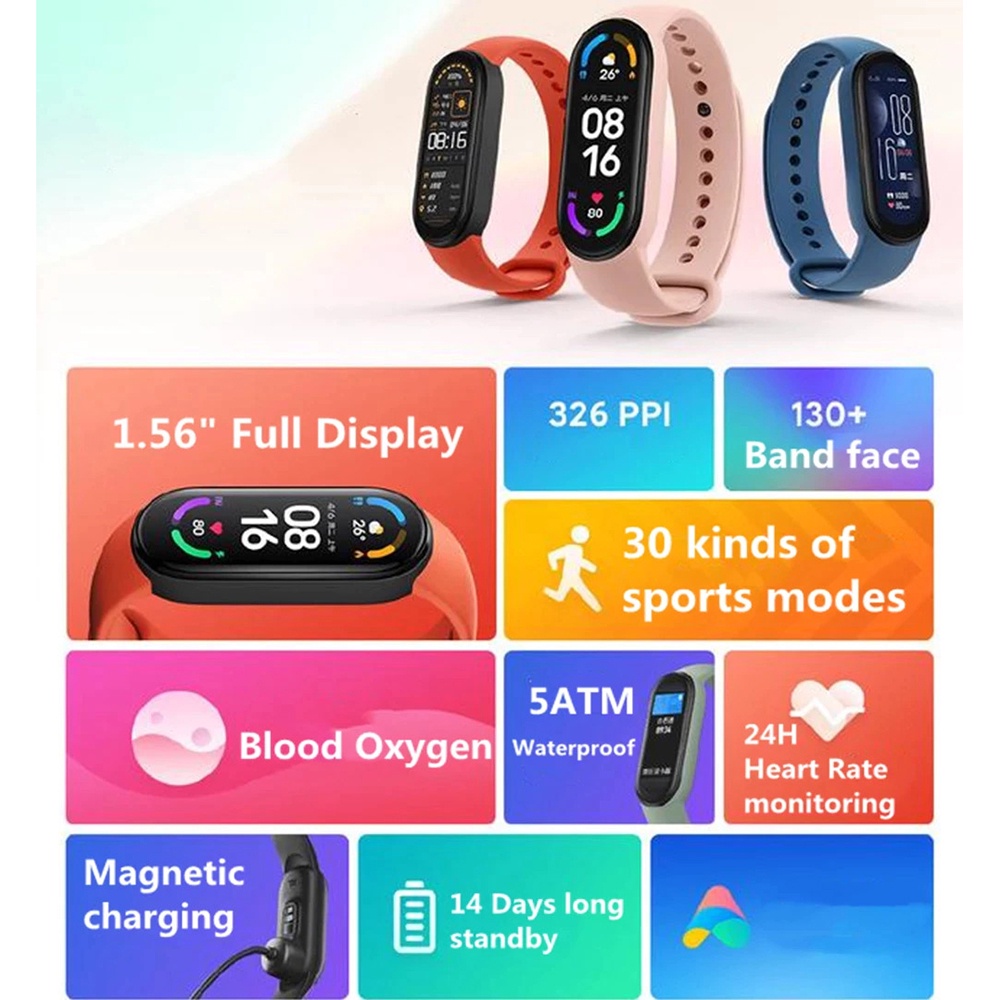 Xiaomi Mi Band 6 Blood Oxygen Monitor Non NFC Global Version - Black