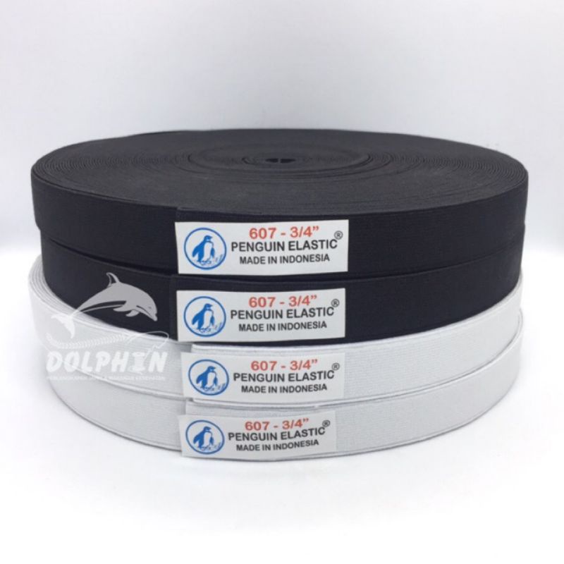 Elastik Penguin 2 cm ( 3/4&quot; ) kode 607 Karet Elastis karet kolor per roll