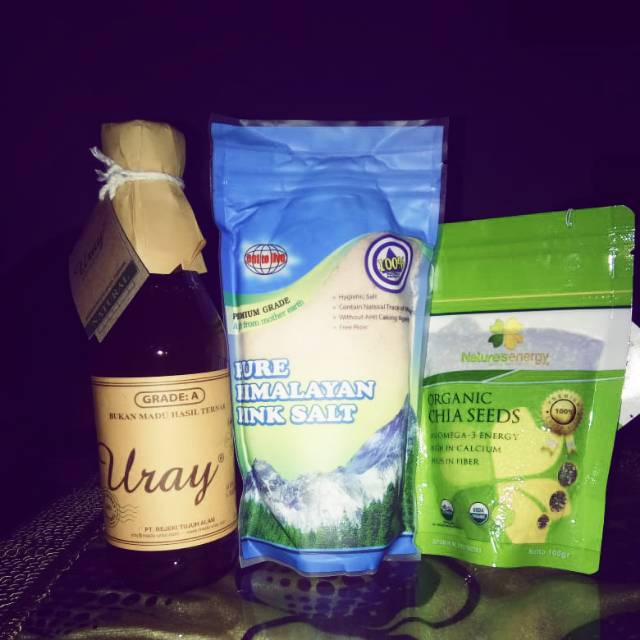 

Paket menu JSR / madu uray / chiaseed chia seed / garam himalaya /himalaya salt /himsalt