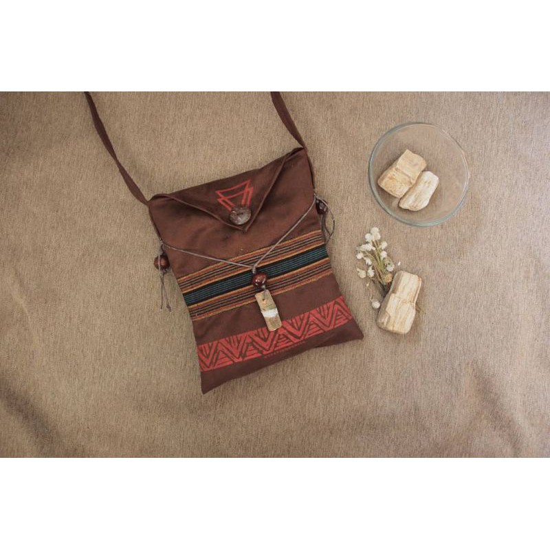 Gypsy Lurik DARKBROWN, Tas Slempang Unisex, Tas Etnik, Tas Gunung, Tas Pendaki