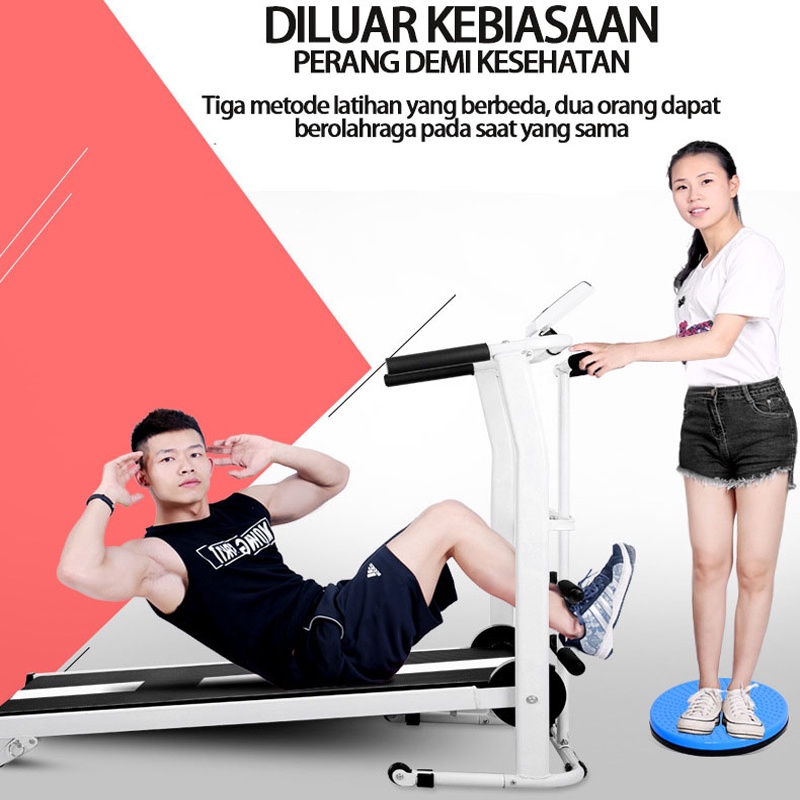 Treadmill rumah tangga lipat kecil mini 7 in 1 sederhana berjalan mesin multi-fungsi pelangsing peralatan kebugaran diam dalam ruangan