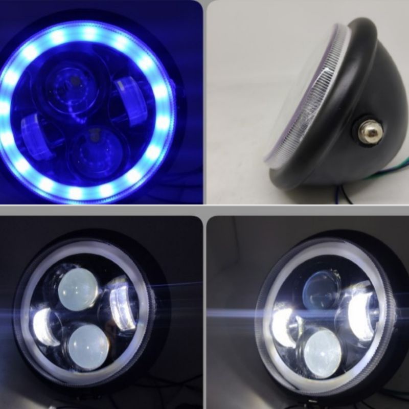 LAMPU DAYMAKER ANGEL EYE 4 MATA LIST BIRU PLUS BATOK CB100
