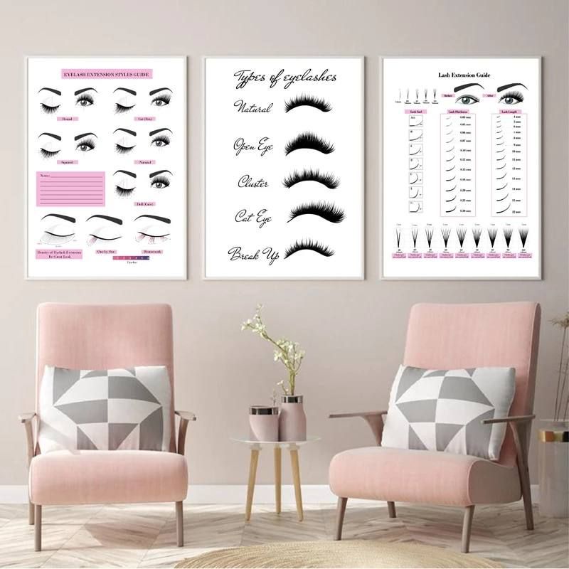 Stiker Dinding Jendela Eyelash Dekor Studio Sulam Alis Studio Eyelash Stiker Dinding Vinil Poster Studio Kecantikan