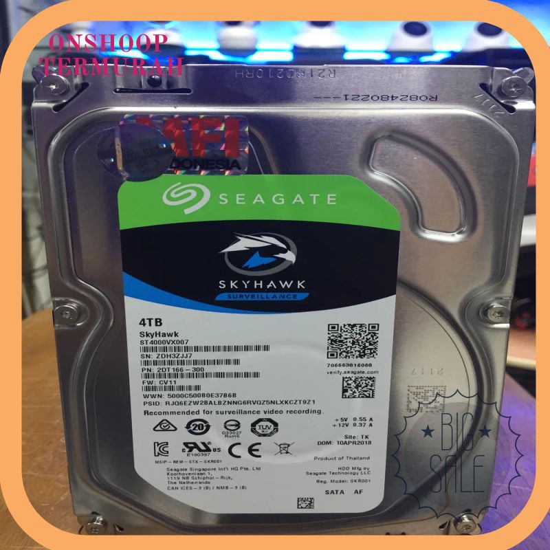 Termurah Hdd 4 tb seagate Surveillance skyhawk Terlaris