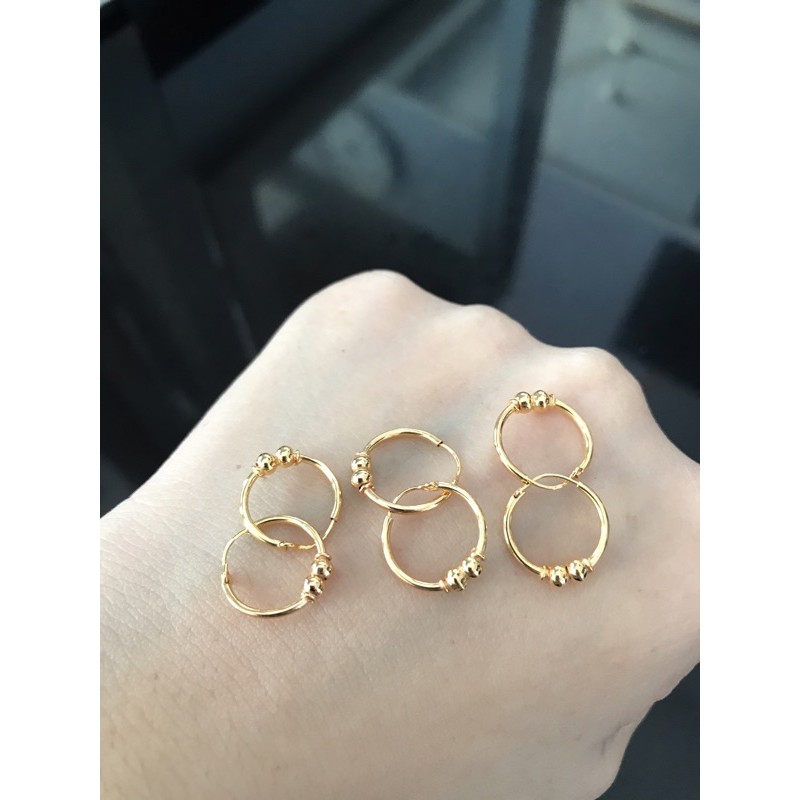 Anting gipsy bulat bola emas asli kadar 300