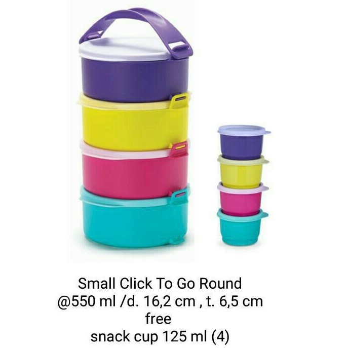 Tuperware Small Click To Go Round Free Snack Cup Rantang Tanpa Sekat