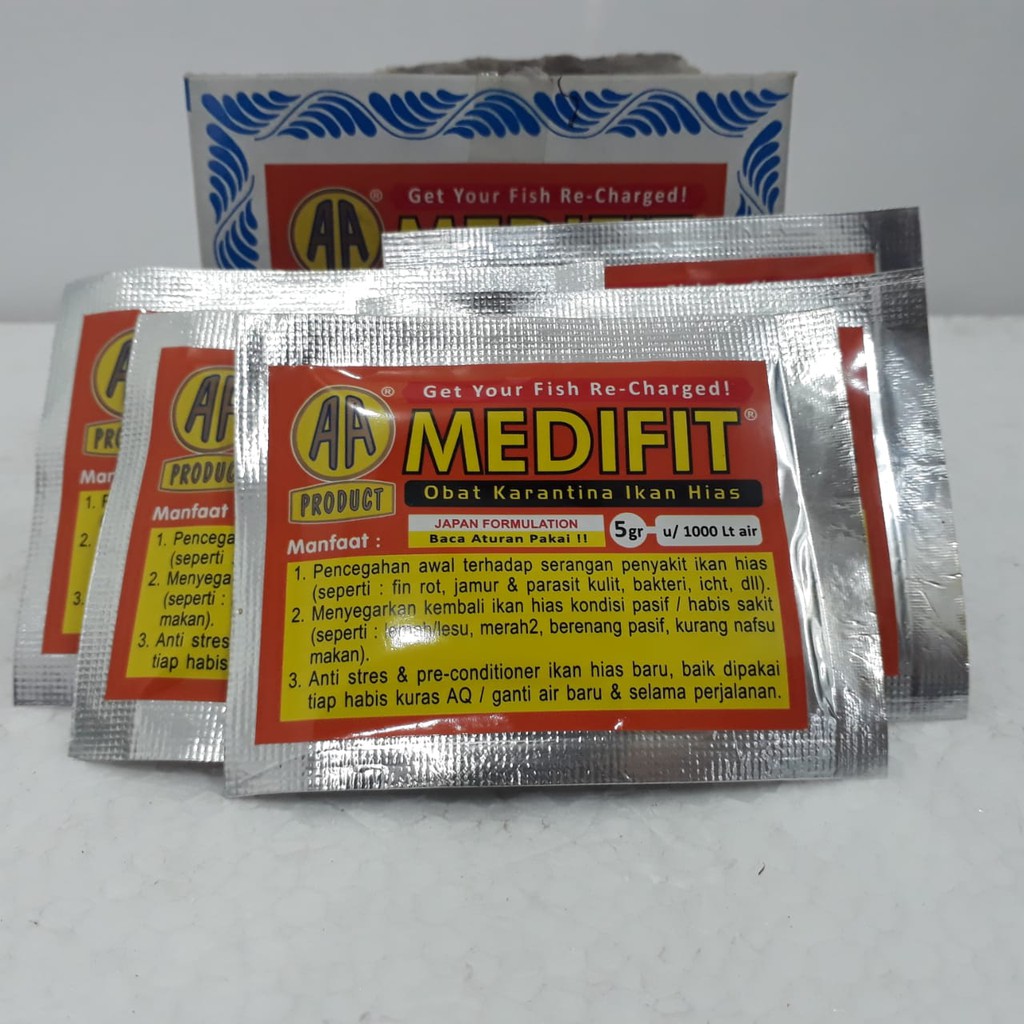 TERMURAH!!!  OBAT IKAN AA MEDIFIT OBAT KARANTINA IKAN JAMUR ,PARASIT STRES 5 GR