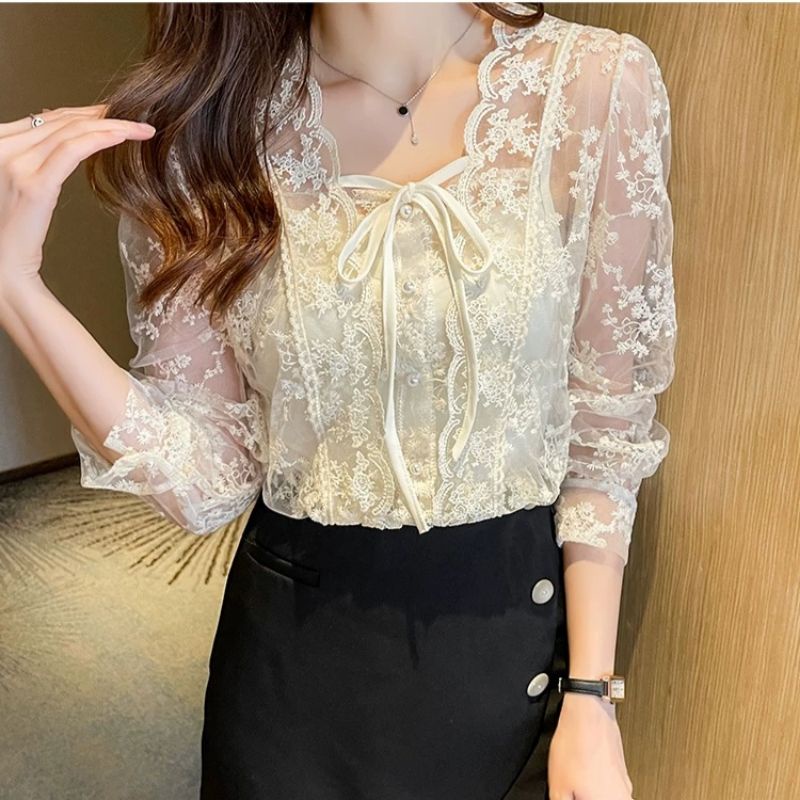 MDLV ~ 2888# Edmonda Lace Top Blouse + Tanktop Lace Atasan Korea Import