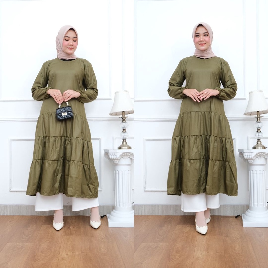 PERSIK TUNIC SUSUN REMPLE /LONG TUNIC WANITA TERBARU