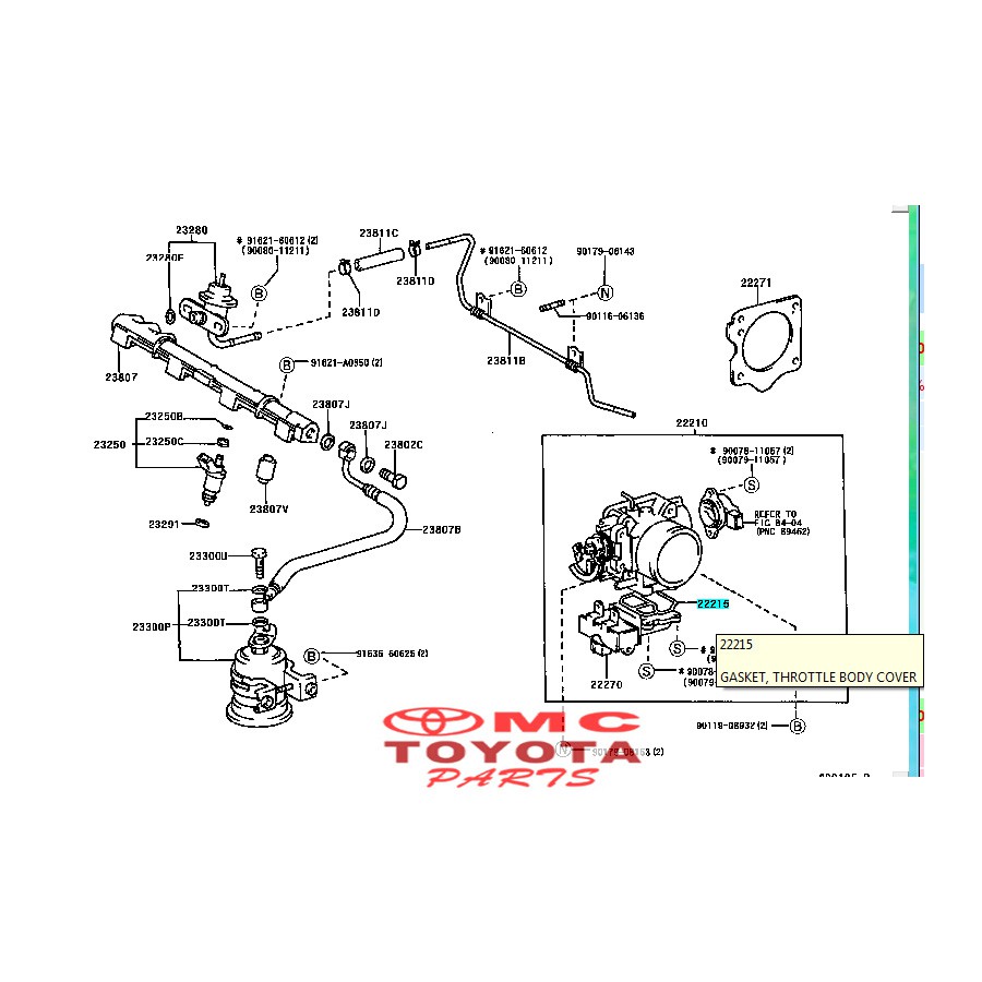 Paking / Gasket Throtole Body Corolla Soluna 22215-0D080