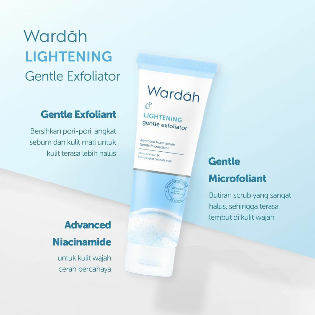 FACIAL WASH Wardah LIGHTENING - Varian WHIP Foam / Micellar Gentle Wash / Gentle Exfoliator Scub Ukuran 100 ml / 50 ml - Biru Sabun Cuci Muka Pembersih Pencuci Wajah Cleanser Pemcuci Face Wash Cleansing Foam Ukuran Besar Kecil Ligtening Ligh tening Fasial