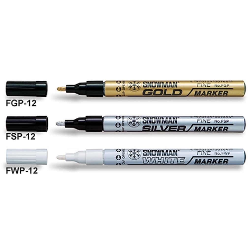 

MEDIUM PAINT MARKER SNOWMAN FGP - FSP - FWP | SPIDOL PERMANEN SEDANG PUTIH - SILVER DAN GOLD