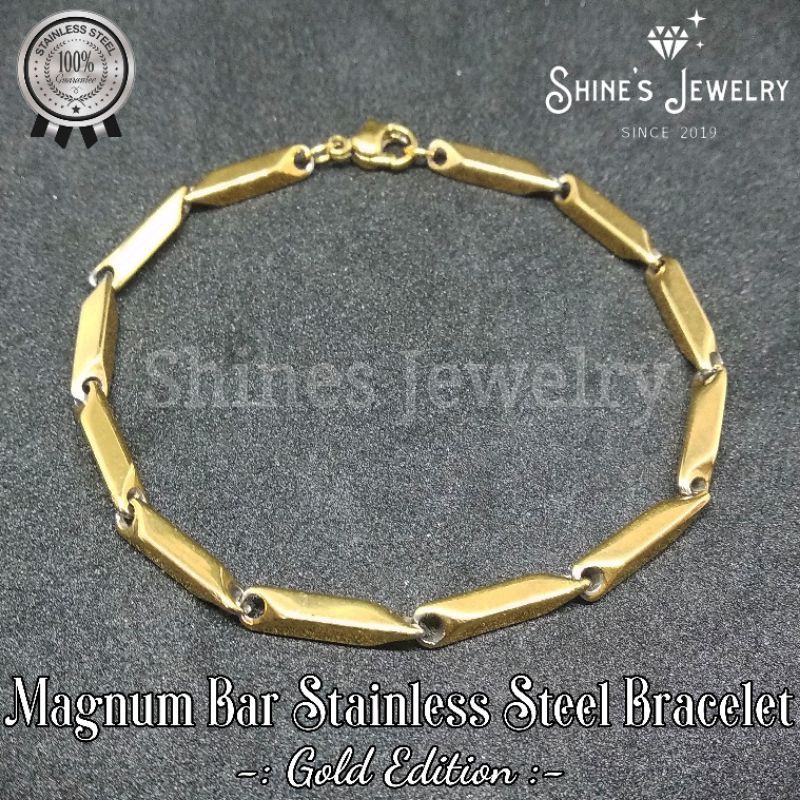 Gelang Magnum Bar Stainless Steel Gold Edition