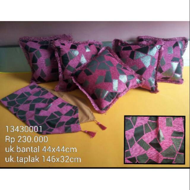 Sarung bantal sofa + taplak meja set