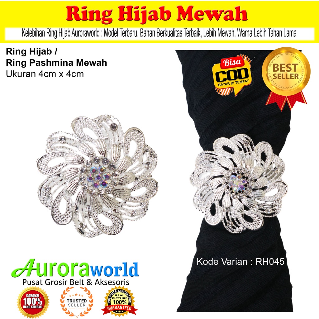 Auroraworld Ring kerudung hijab ring syal permata Ring Pashmina Berlian mutiara Mewah bros cincin kerudung scarf fashion terbaru anti hitam bisa COD RH - 1D