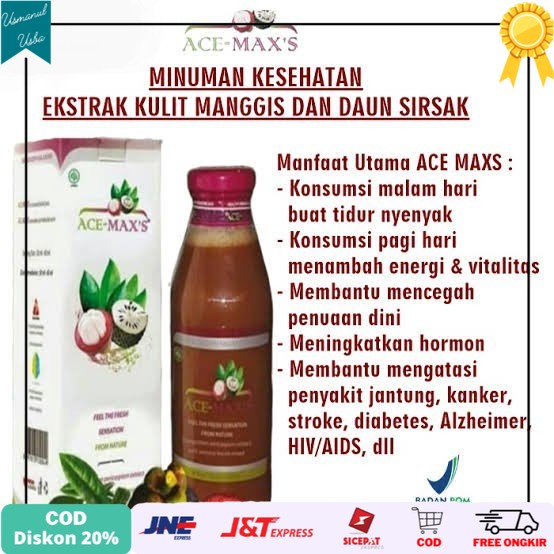 

◾COD◾ Ace Max 's ekstrak Kulit Buah Manggis + ekstrak Daun Sirsak