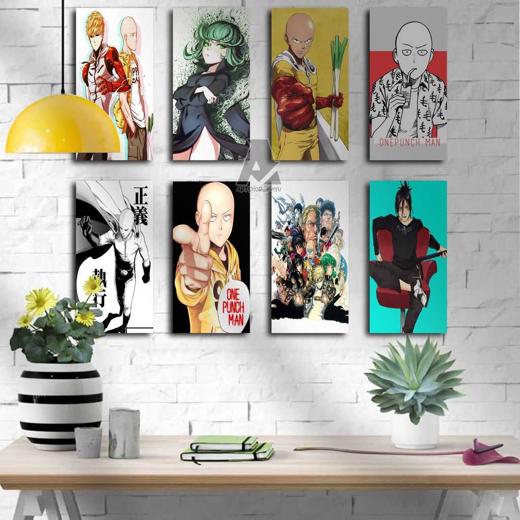 Hiasan dinding POSTER KAYU ANIME ONE PUNCH MAN Kamar HIASAN KAMAR Pajangan Rumah/ dekorasi dinding