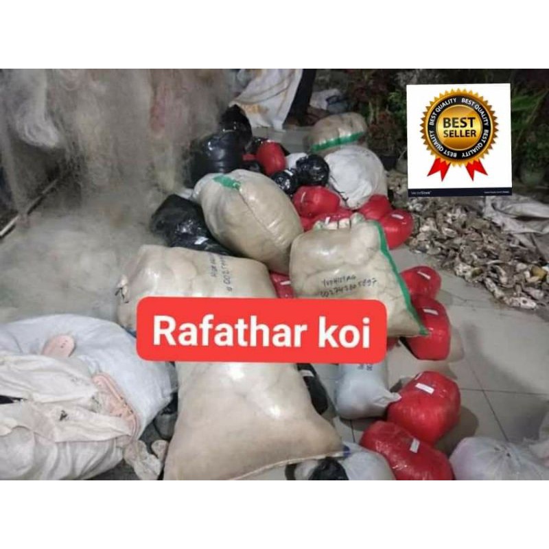 jaring bekas nelayan media filter kolam ikan koi isi 10kg