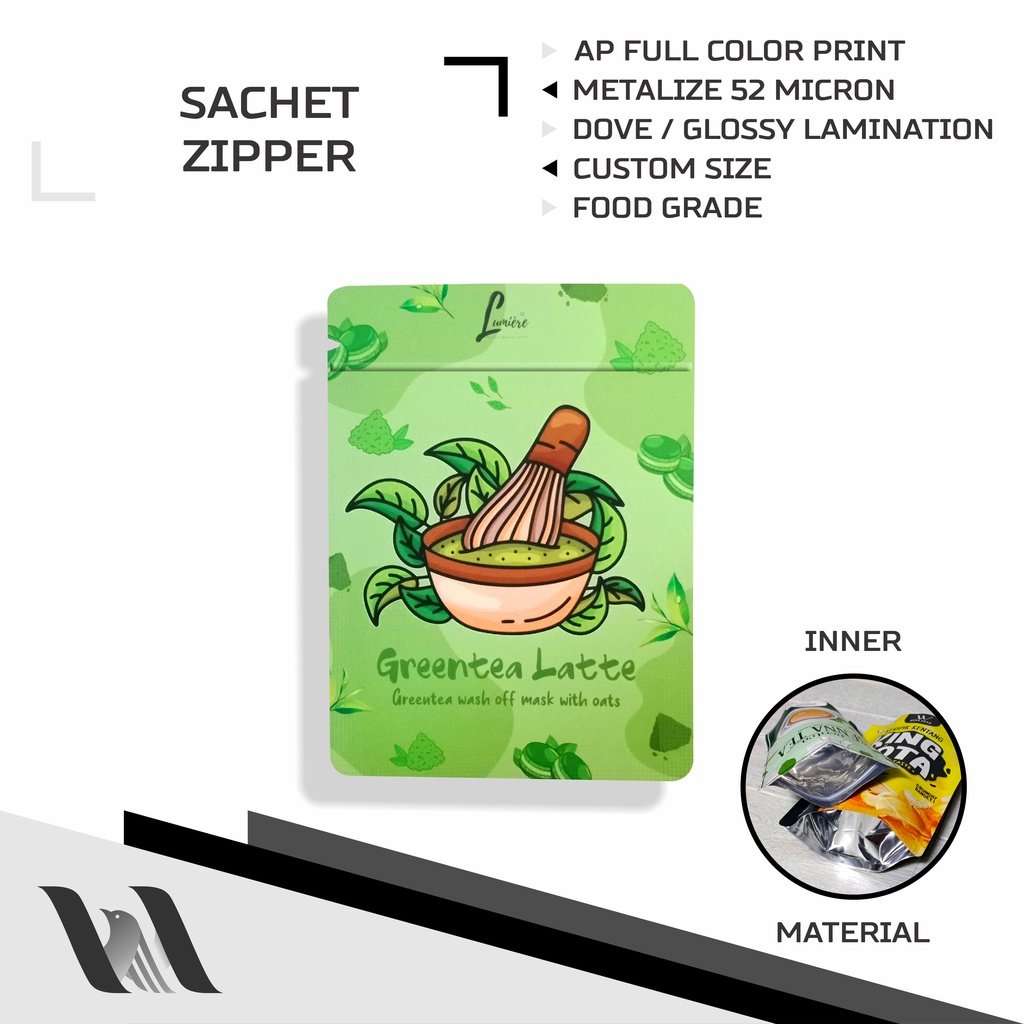 SACHET FULL COLOR PRINT - CETAK KEMASAN CUSTOM - METALIZE - MINIMAL ORDER 2.000 PCS - ZIPPER ZIPLOCK