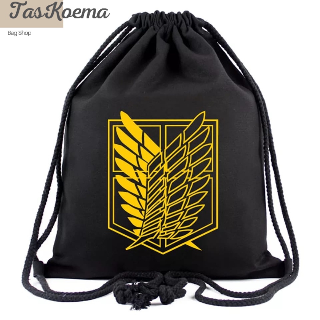 Tas Serut AoT Stringbag Pria Wanita Motif Attack On Titan Batman Superman Captain America