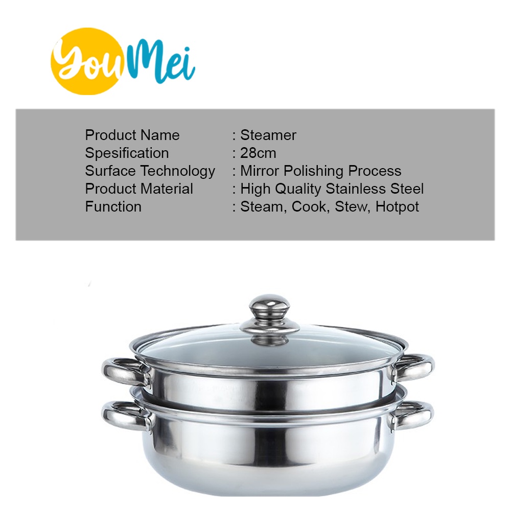 Panci Steamer Kukus Goreng 2 in 1 Stainless Steel Multifungsi Kuah Rebus - 1039