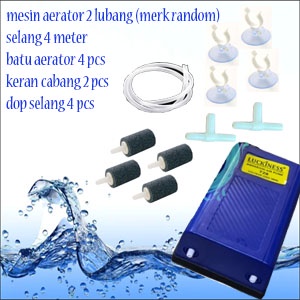 PAKET LENGKAP AERATOR 2 LUBANG CABANG 4 AQUASCAPE AQUARIUM KOLAM Gelembung Udara Aquarium Airator Airrator