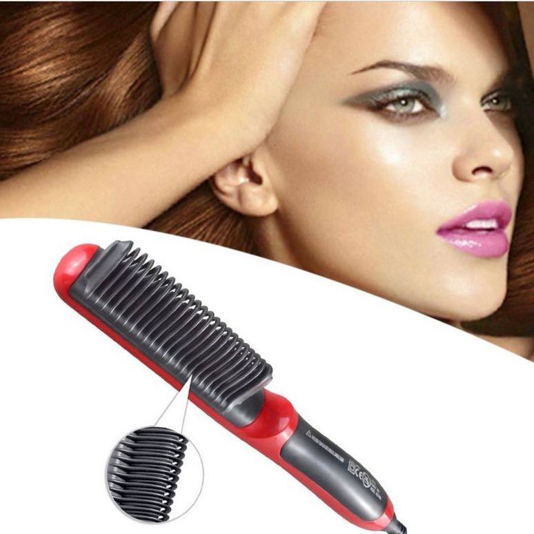 JT - Catok Sisir Pelurus Rambut Hair Straightener Curler 2 in 1 catokan sisir listrik