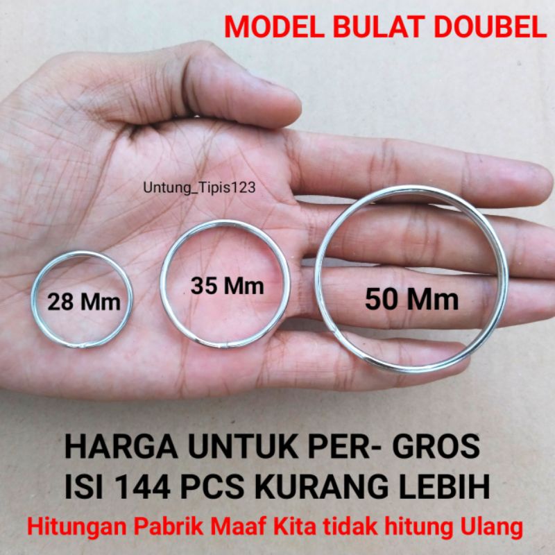 Ring Ganci bulat Ring gantungan kunci double isi 144 Pcs ukuran besar Nikel