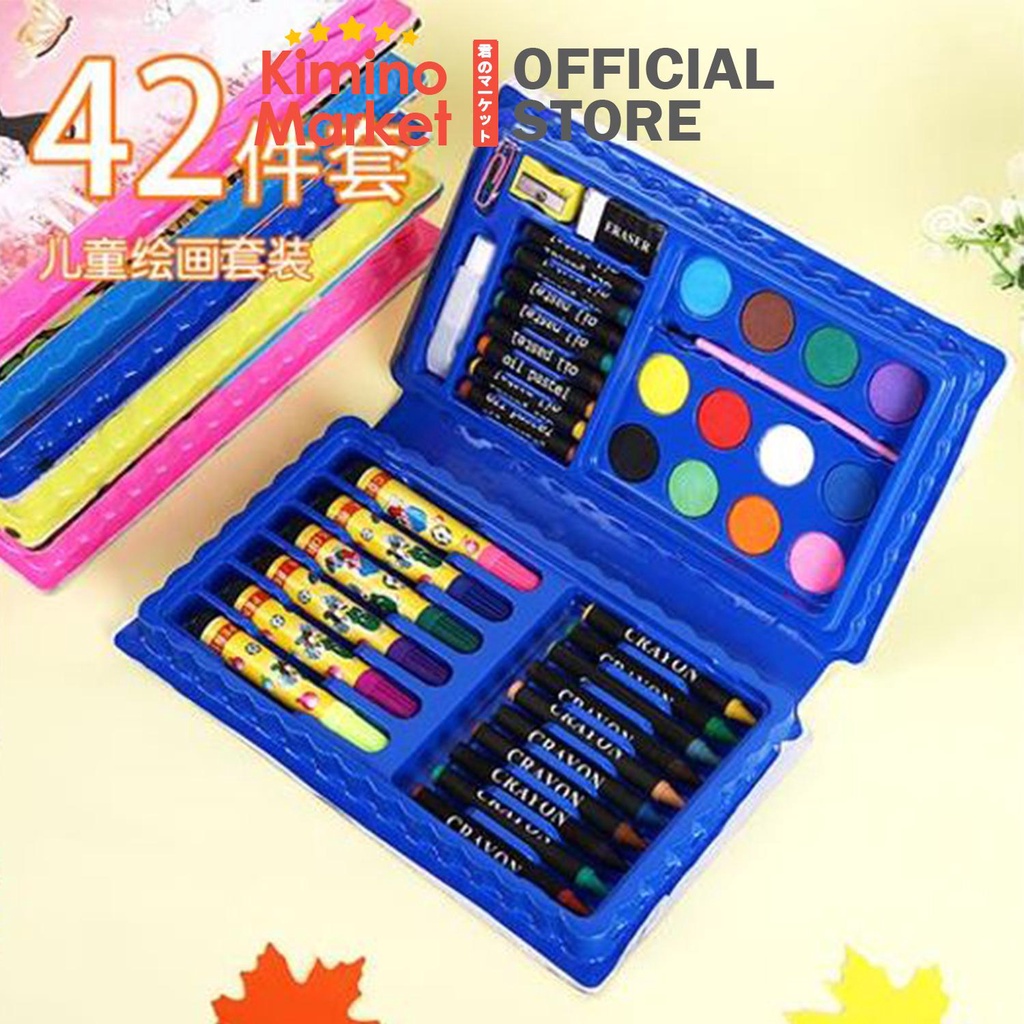 Set 42 Pcs Krayon Pensil Warna Mewarnai Crayon Set Menggambar