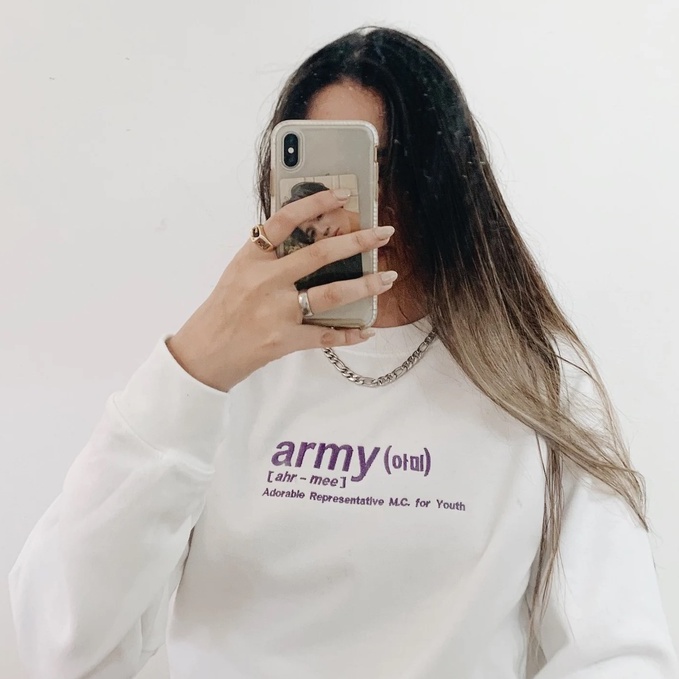 Crewneck Army Typo Embroidery Korean Style Premium