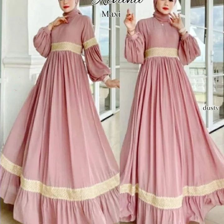 REVANA MAXY CERUTY BABYDOLL APLIKASI RENDA Gamis Terbaru Baju Syari Set Hijab Mewah Gamis Ceruty Sya