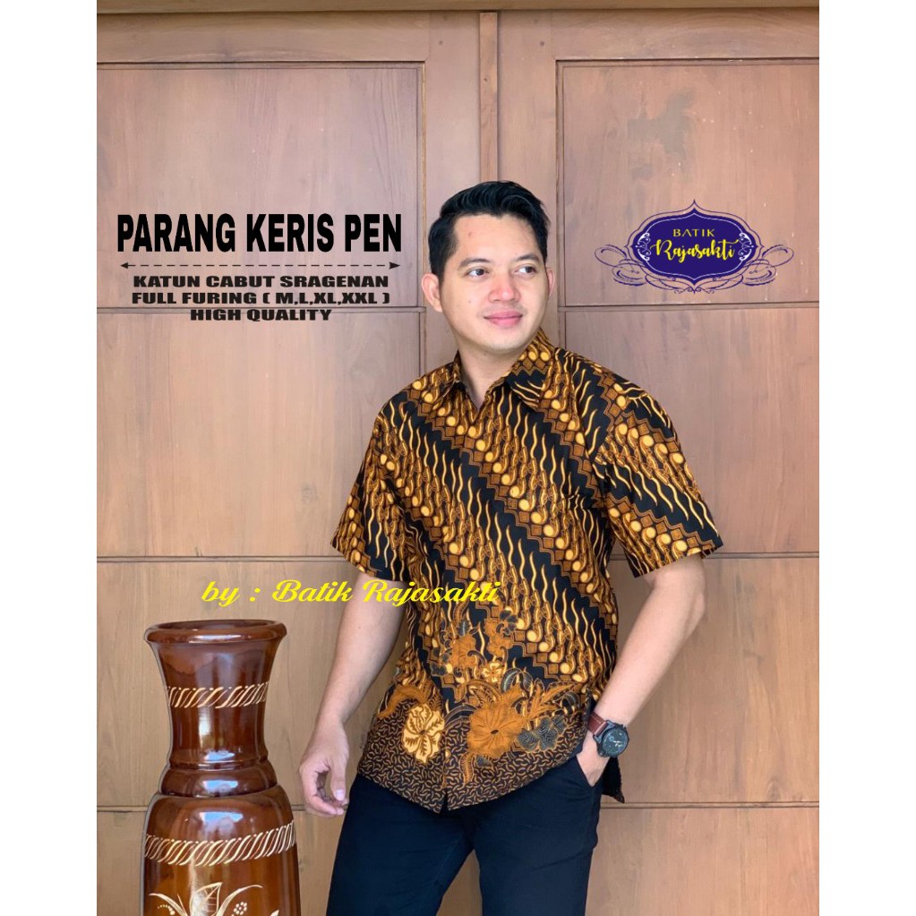 PARANG KERIS PEN Kemeja Batik Pria Lengan Pendek Katun Halus FULL FURING Rajasakti