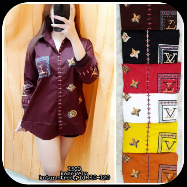 Ss 1560 Kemeja lv Katun. Maron.Hitam.Merah.Putih.Kuning.Coklat
