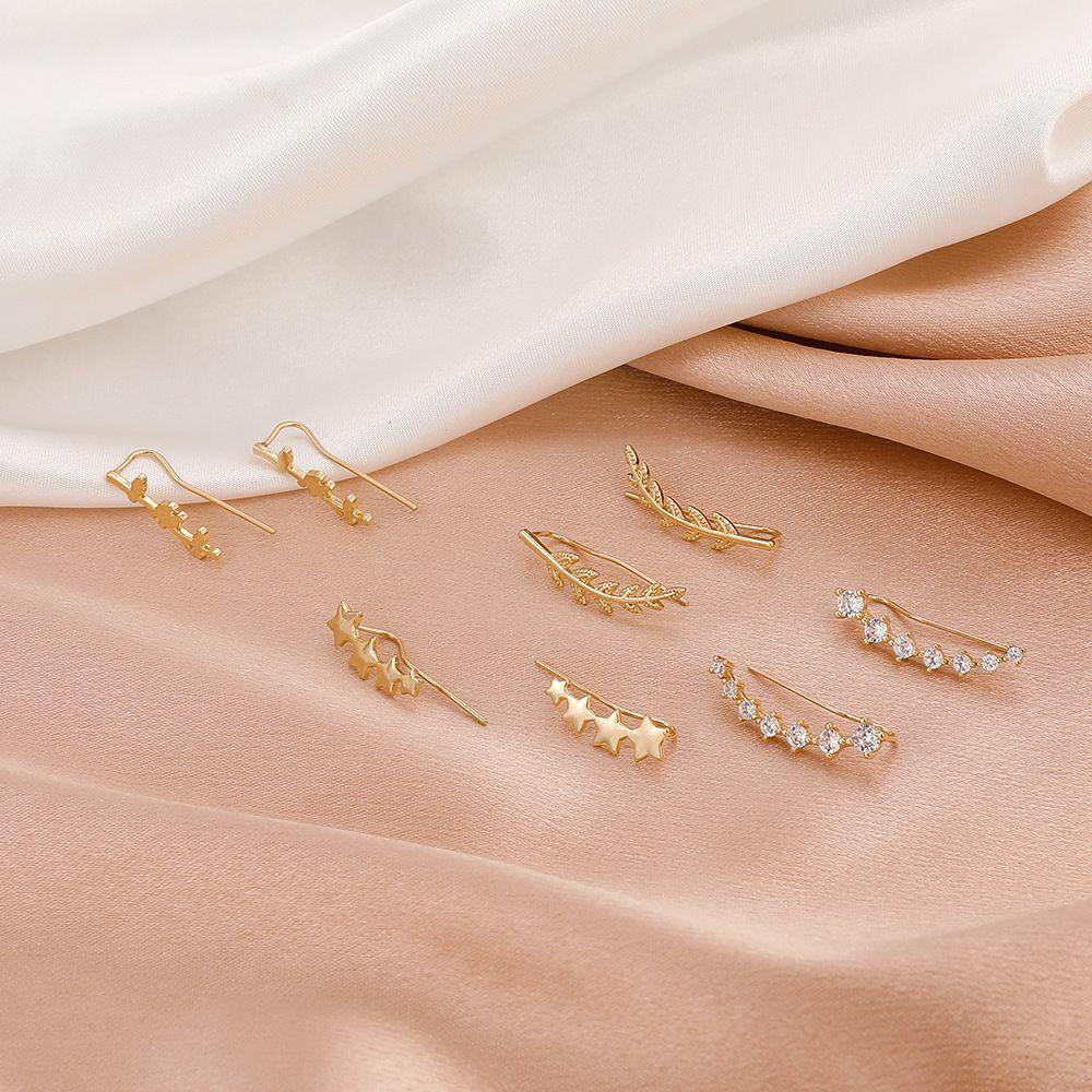Anting LILY Star Pesta Warna Emas Zirkon Tindik Stud
