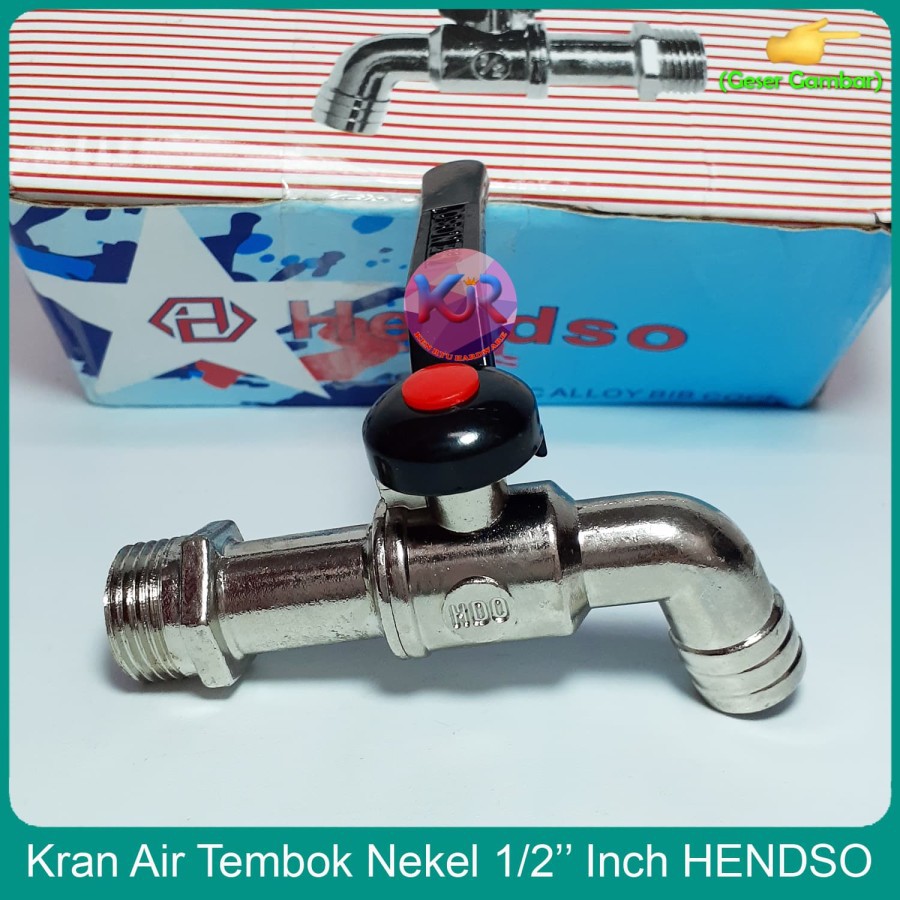 Kran Air Tembok Bola Gagang Hitam Nekel 1/2 inch