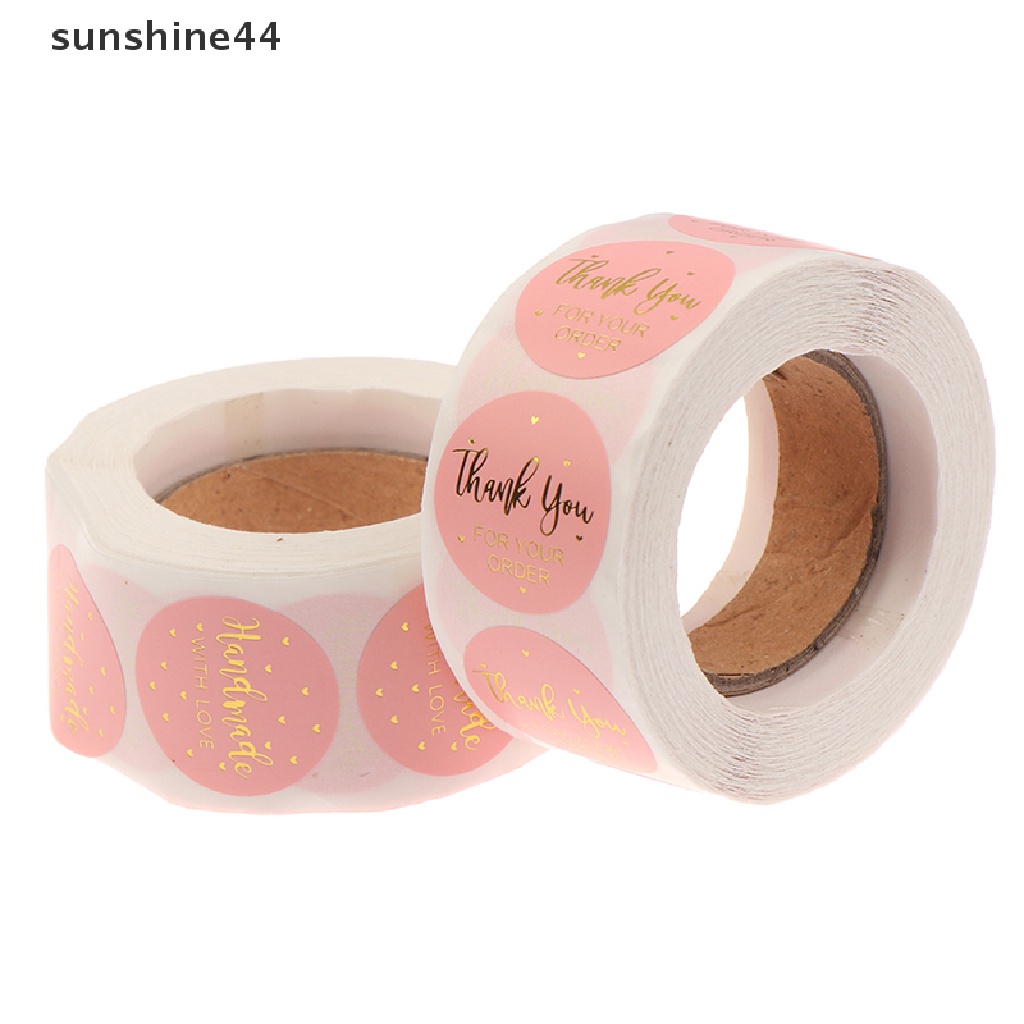 Sunshine 500pcs Stiker Label Tulisan Thank You For Your Order Bahan Kertas Kraft Warna Pink