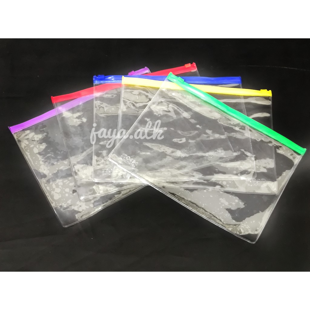 MAP ZIPPER PLASTIK A5 POLOS TRANSPARANT BAG SLETING TEBAL ZIP LOCK SERBAGUNA MAP PLASTIK ZIP