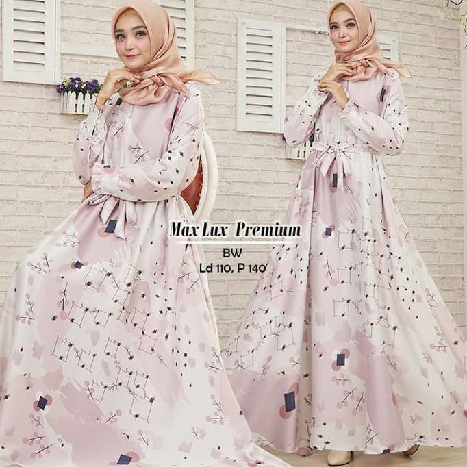 BAJU DRESS GAMIS MUSLIM PESTA MAXMARA PREMIUM MEWAH PUTIH