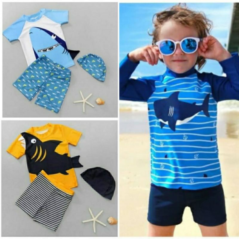 Baju Renang Anak Balita Baby Cowok Laki Sharkie Boy Swimsuit 1 2 3 4 Tahun