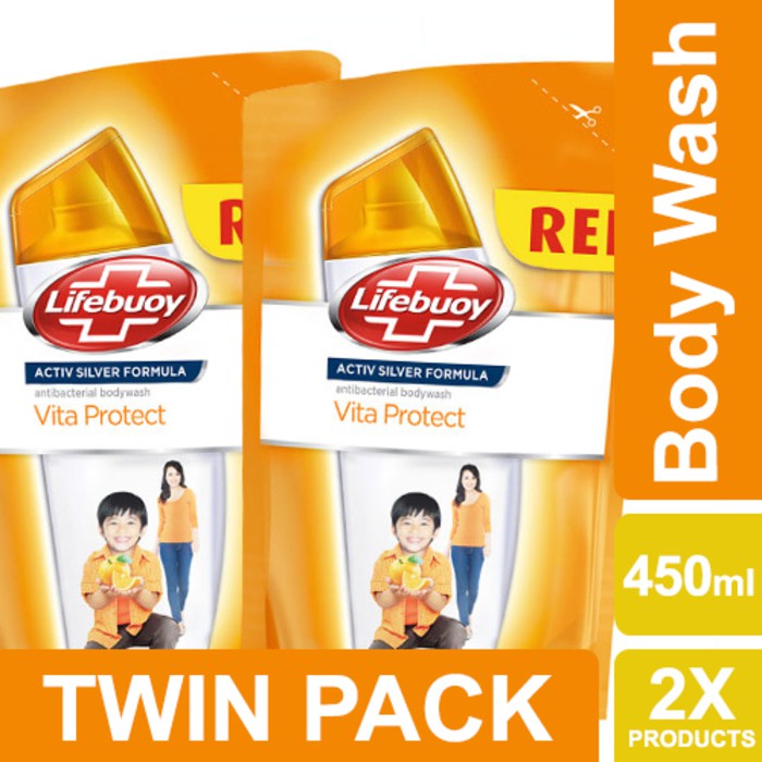 Lifebuoy Sabun Cair Vita Protect Refill 450ml Twin Pack Unilever